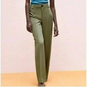 2/$30 Zara High Waist Pleated‎ Olive Green Office Pants Size Small